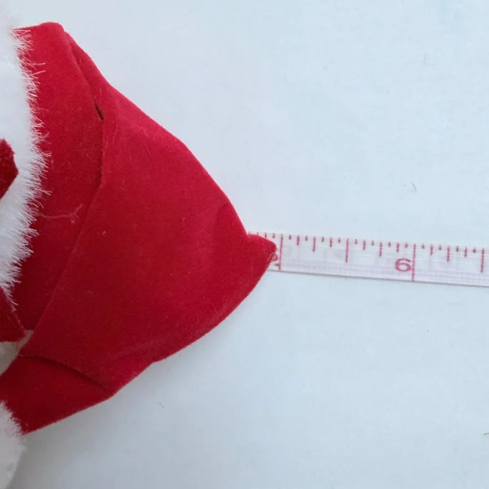 Vintage Christmas Mouse in Santa Hat Stocking Ornament Flocked Red White Holly